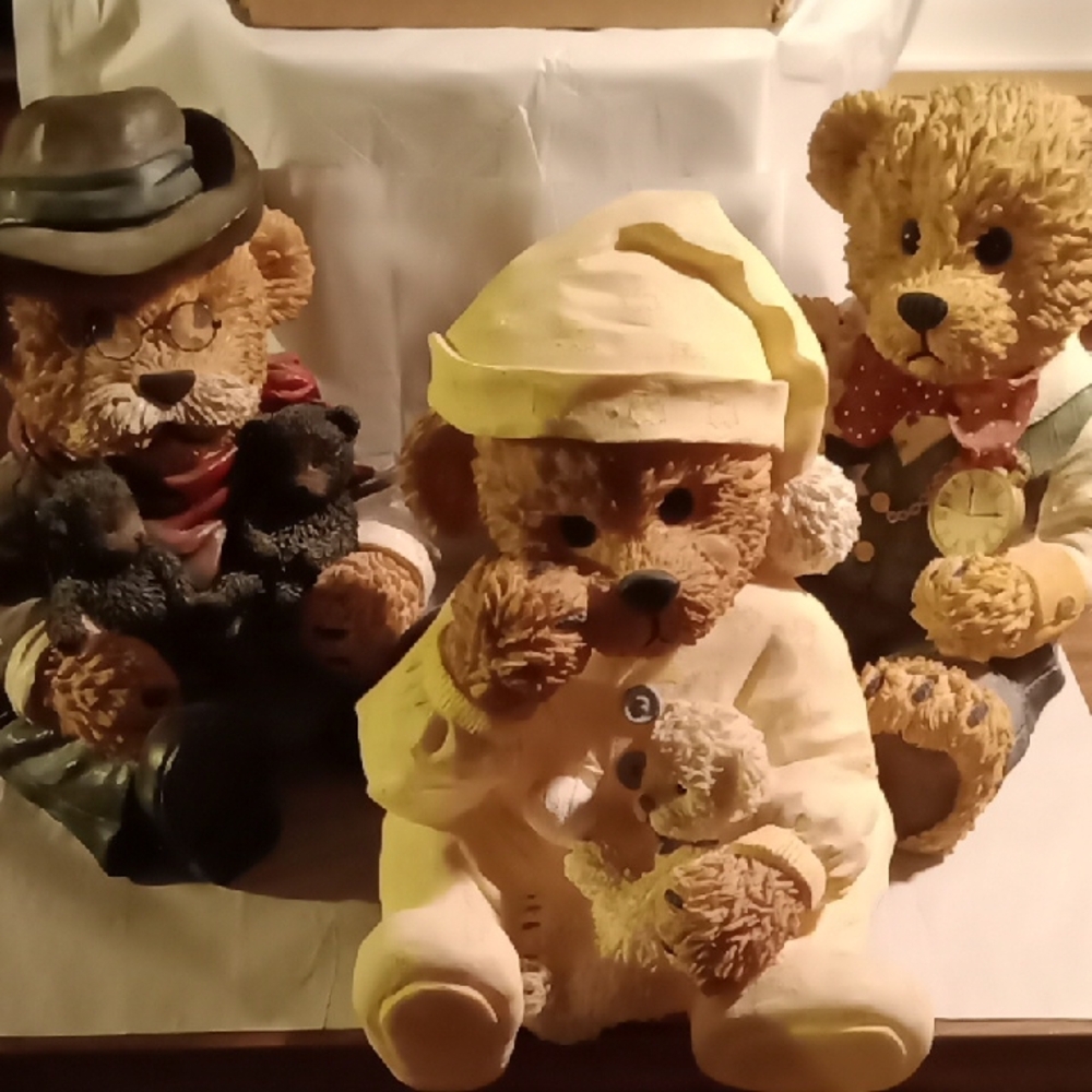 Adorable Teddy Bear Figurine Trio